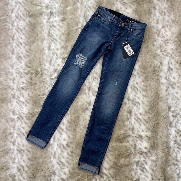 Armani Exchange Denim - Armani Exchange J25 Super Skinny Stepped Hem Distressed Jeans